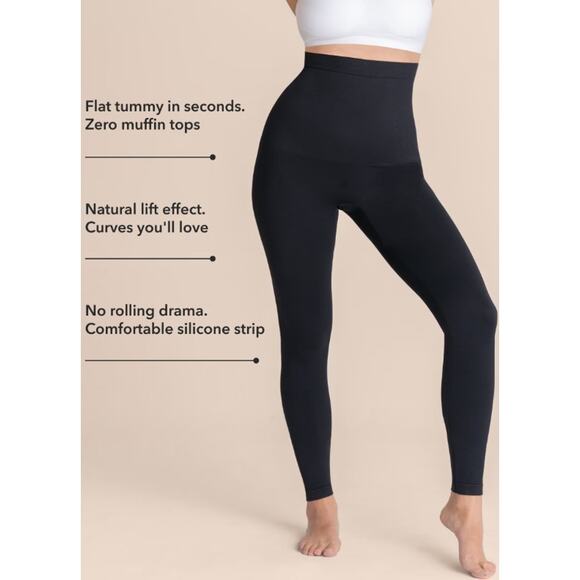 Shapermint 2XL Essentials High-Waisted Shaping Leggings Black Stretch Pants NEW - Picture 2 of 5